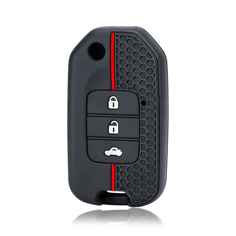 3 Button Silicone Car Key Case Cover for Honda Civic 8th gen Folding Protected Key Replace Shell Keychain Auto Accessories
