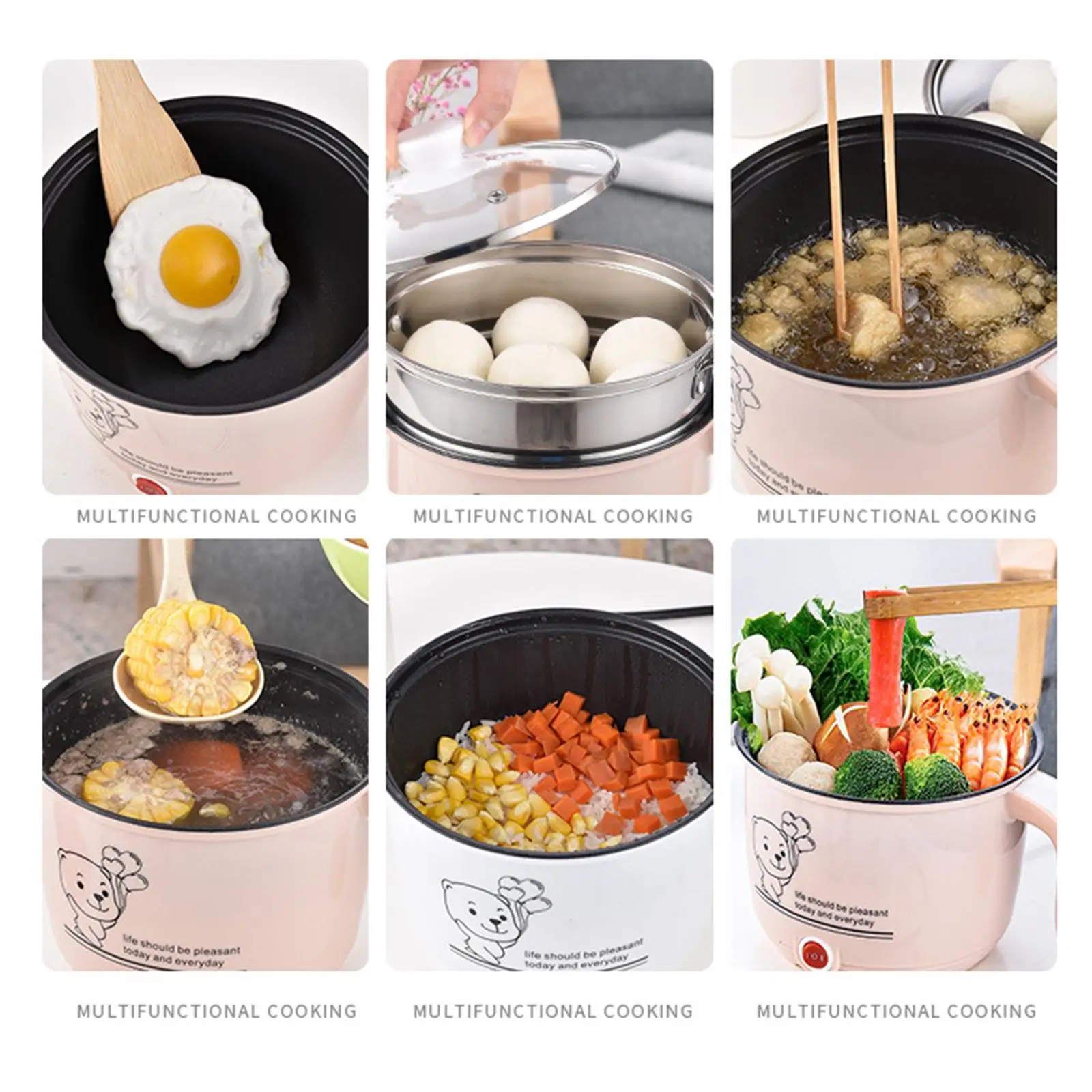 Electric Hot Pot Nonstick 1.8L Kitchen Cooking Appliances for Eggs Fry Ramen