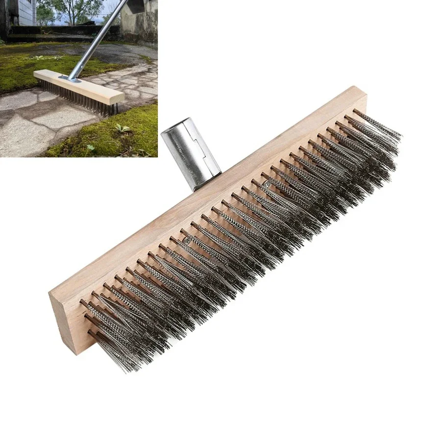 1PCS 20/30/45CM Floor Wire Brush Stainless Steel Wire Broom Brush Sweeping Floor Garden Moss Scrubber Kitchen Cleaning Tools