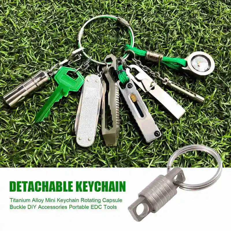 Titanium Alloy Mini Keychain Rotating Capsule Buckle DIY Accessories Portable EDC Tools