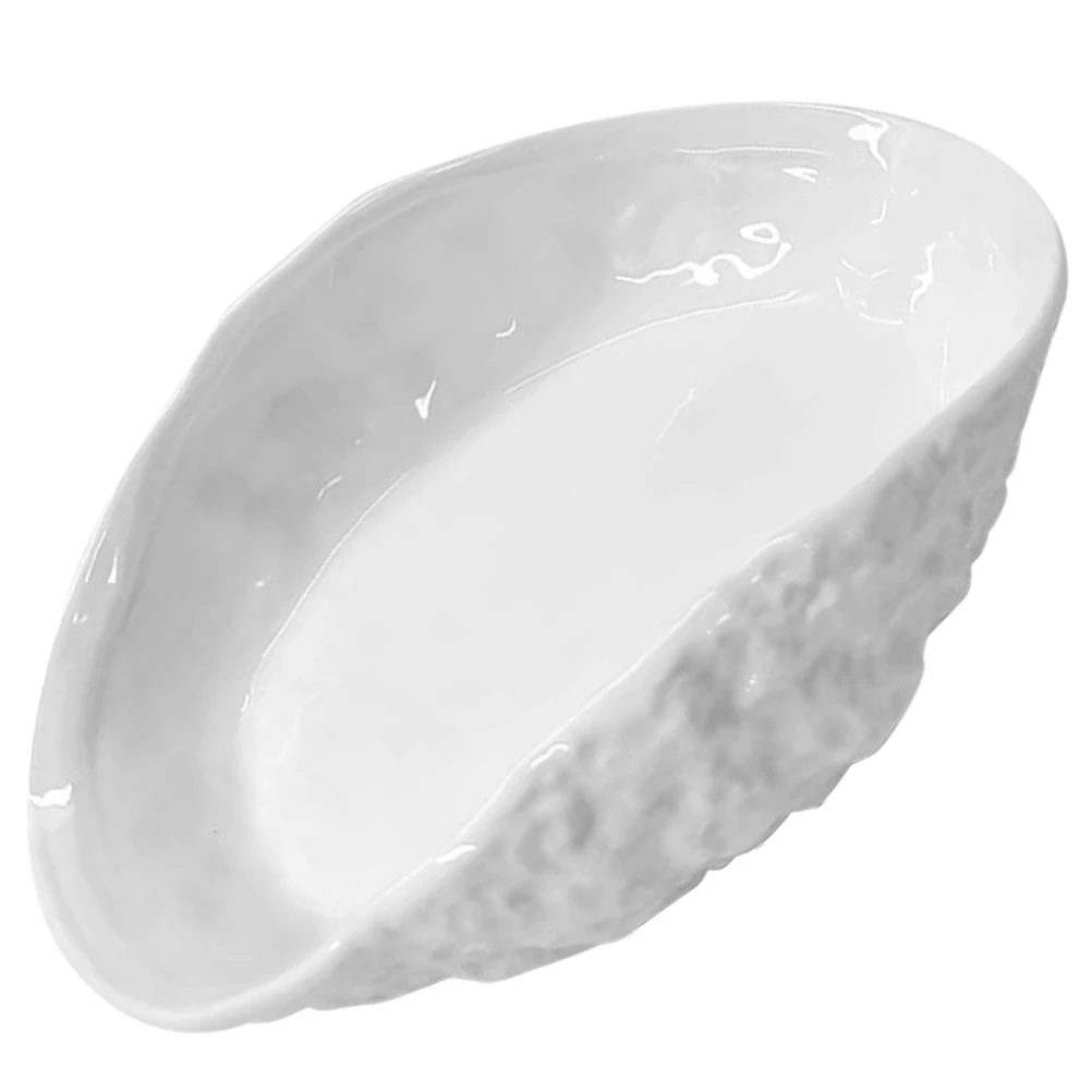 

Ceramic Rock Pattern Soup Plate Sturdy Seashell Design Multi-Use Food Serving Bowl Ceramic Seashell Shaped Dish