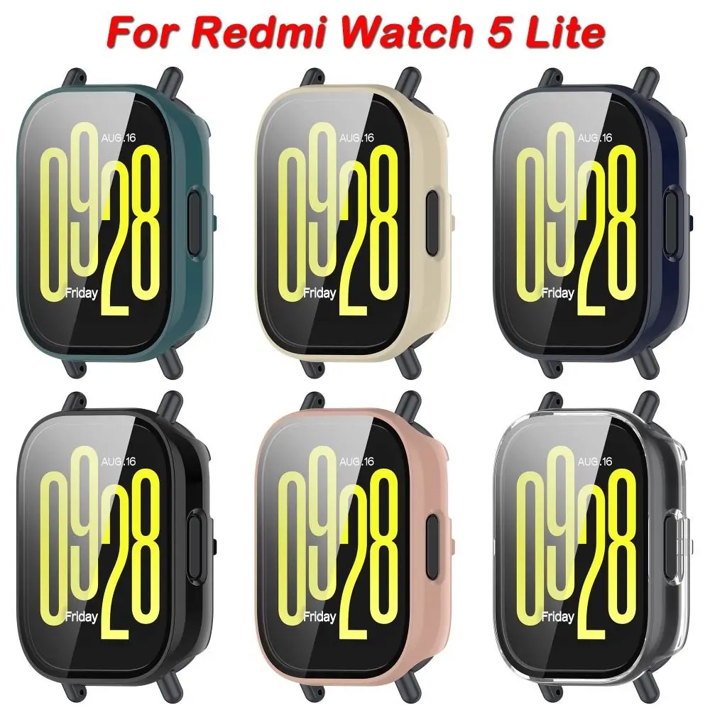 New PC+Tempered Protective Case Anti-Scratch Smart Watch Screen Protector Accessories Hard Cover Shell for Redmi Watch 5 Lite