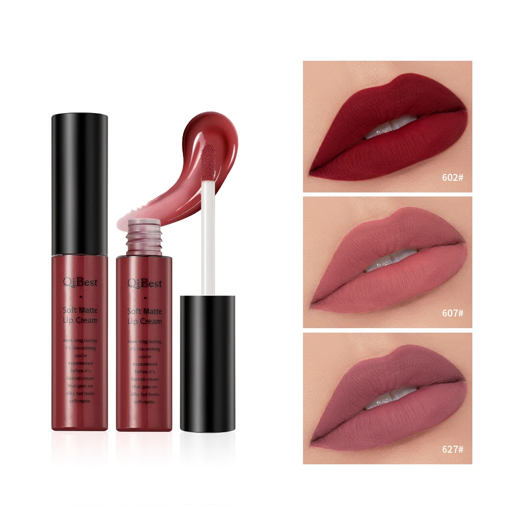 Lápiz labial mate Nude resistente al agua, pigmento rojo oscuro y negro, brillo de labios de larga duración, maquillaje para mujer, 34 colores