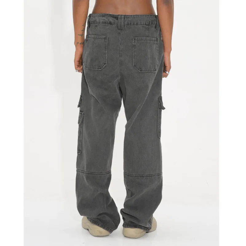 ملابس عمل عصرية شبابية للرجال من فور سيزونز، جينز واسع الساق، كاجوال للشارع الأمريكي القديم، متعدد الاستخدامات، فضفاض مستقيم #4