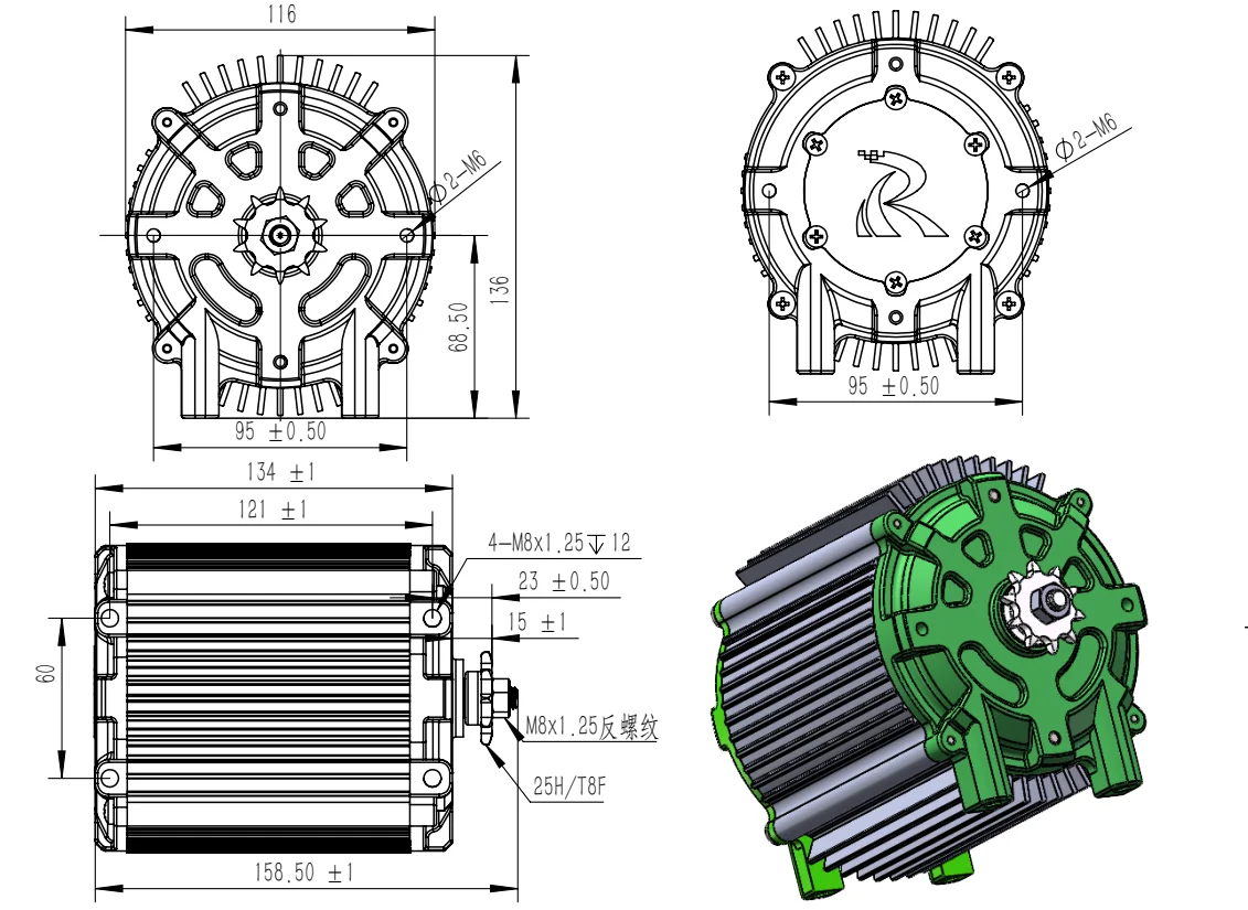 KR5V  72V 5000W Upgrade Motor For Razor, Electric Motorcycle, Go Kart