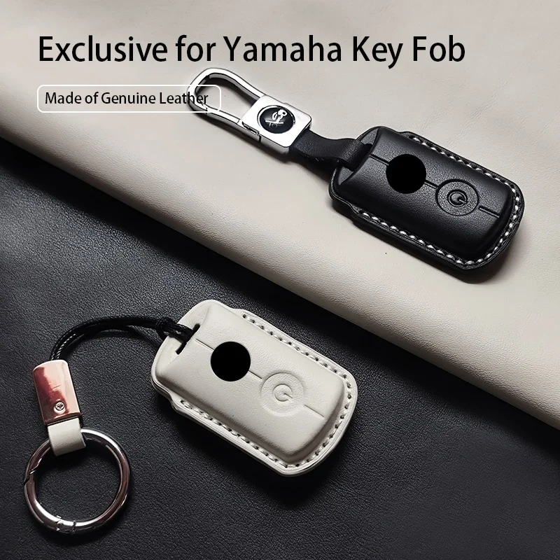 Leather Car Key Case Cover Fob for Yamaha NVX155 NVX155 NMAX155 AEROX155 QBIX Aerox XMAX300 Motorcycle Keychain Durable
