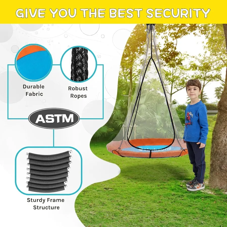 Tree Swing Saucer Swing - 600LB Weight Capacity - Outdoor Swing with Hanging Straps - Waterproof Swing for Trees - Durable Flyi