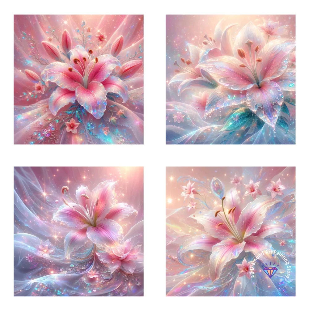 

Dreamy Pink Lily AB Diamond Painting Kit Square Round Diamond 5D DIY Mosaic Handmade Art Adult Exquisite Gift Crafts Home Decor
