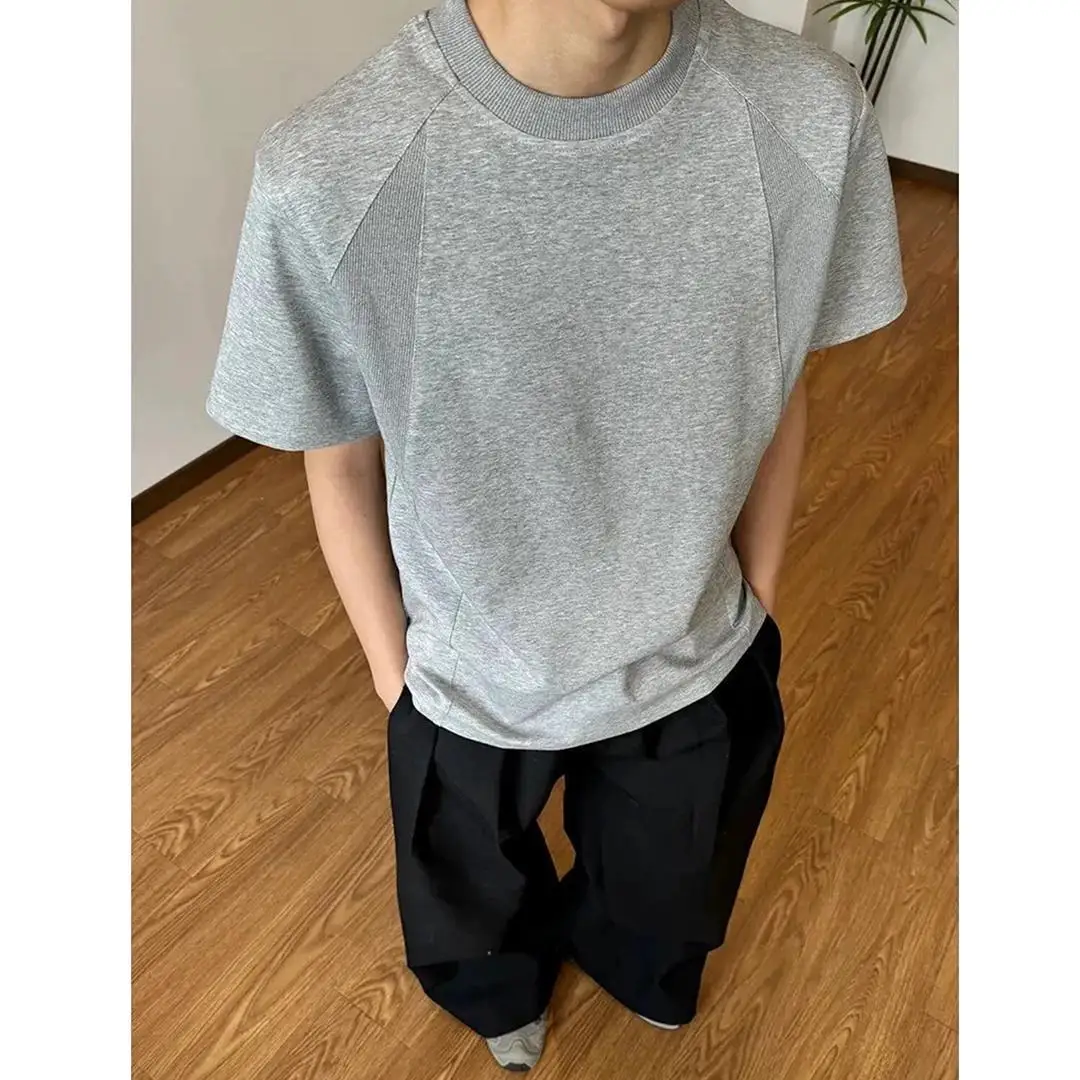 

American Regular Fit Shoulder T Shirt for Men Women Unisex Short Sleeve Crew Neck Loose Oversized Streetwear 2025 New Y2K