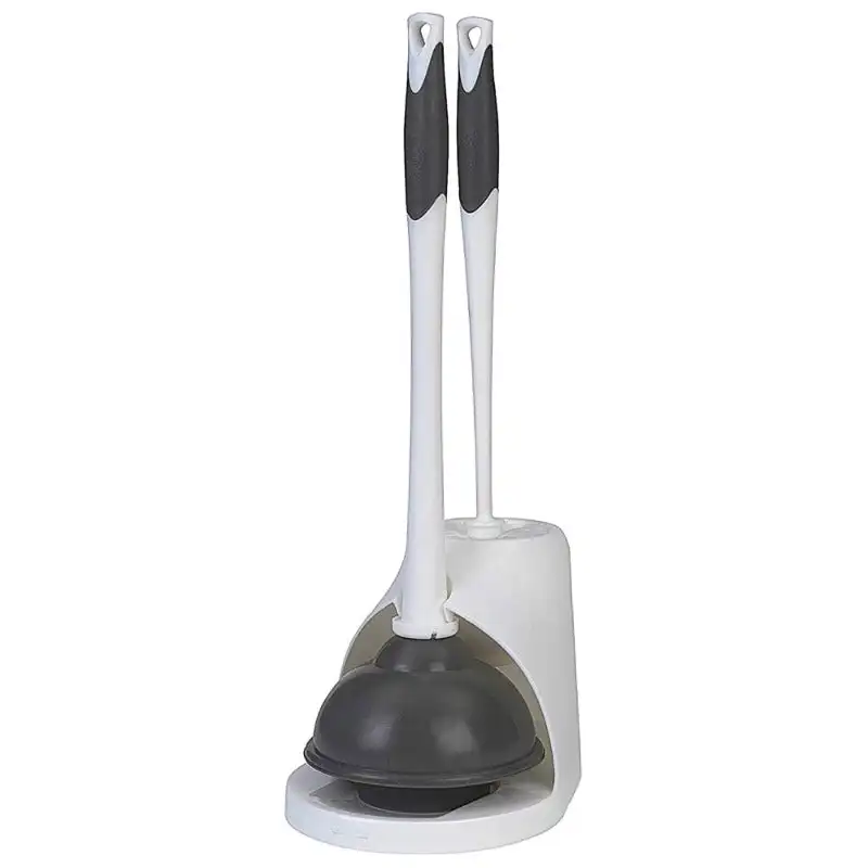 

Toilet Plunger and Bowl Brush Combo Set with Caddy, White