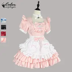 Color Cosplayer Pink Lolita Dress Anime Cosplay Costume Maid Disguise Set Coffee Servant Dress Adult Carnival Halloween Clothes