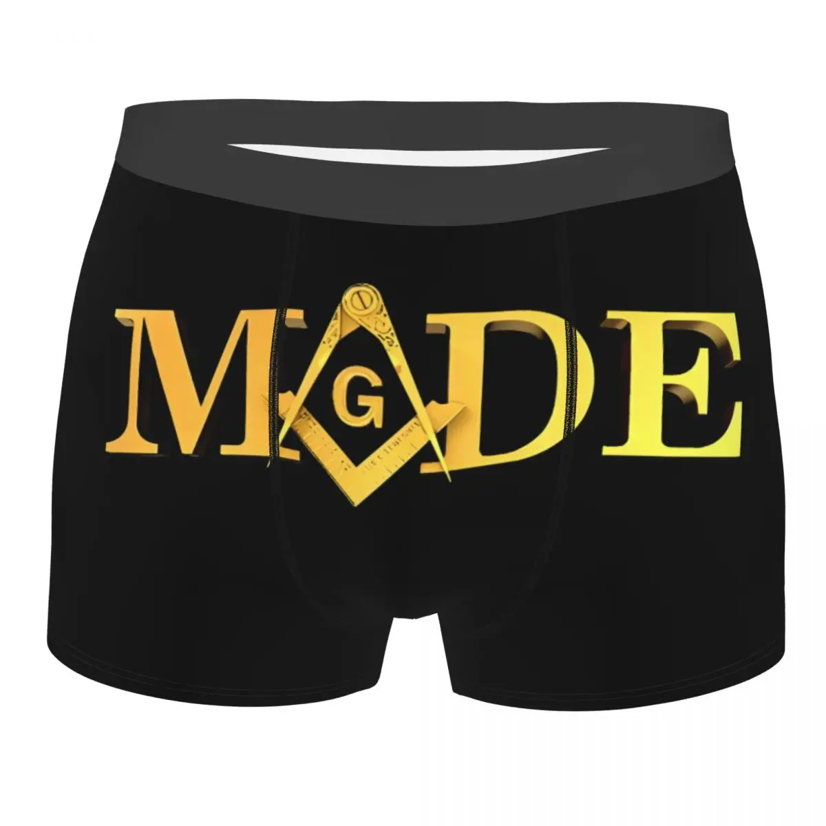 Novelty Boxer Shorts Panties Briefs Man Made Square & Compass Masonic Freemason Underwear Breathable Underpants for Homme