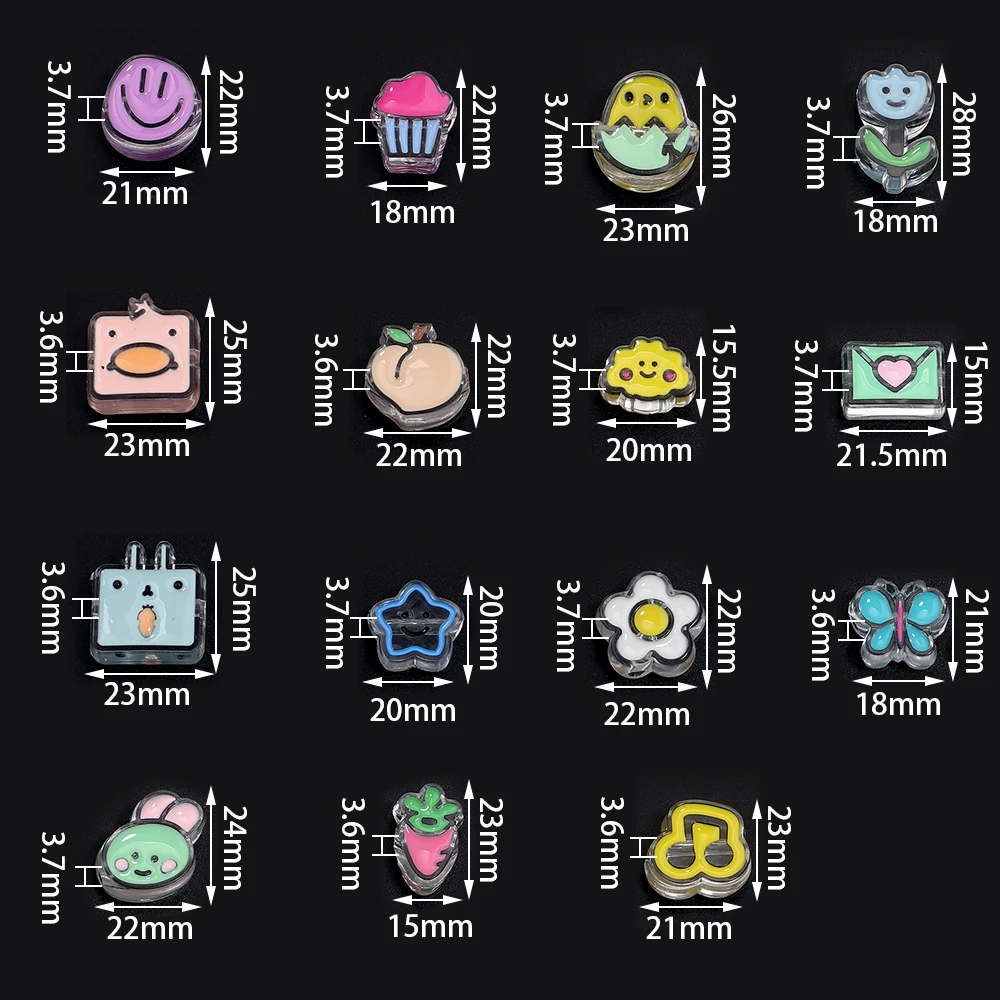 10pcs/lot Colored Big Hole Resin Beads Butterfly Star Radish Shape Loose Spacer Beads For DIY Charms Keychain Bracelet Accessory