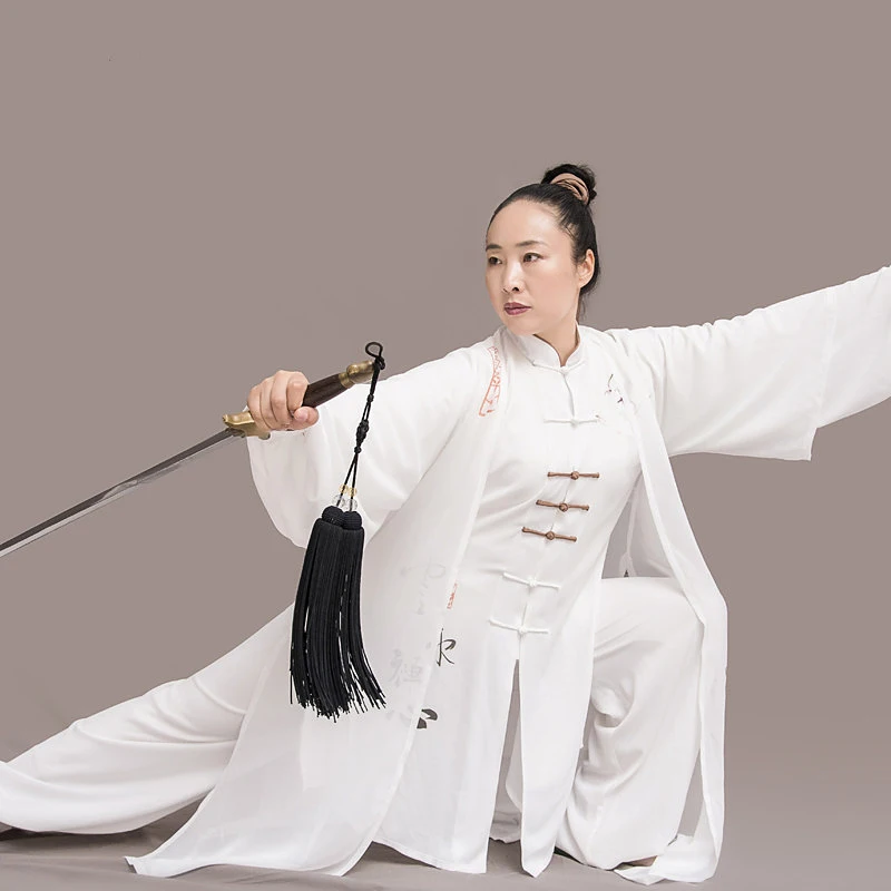 Premium Custom Cloud-Dyed Brocade Martial Arts Uniform - Embroidered Tai Chi Performance & Practice Outfit