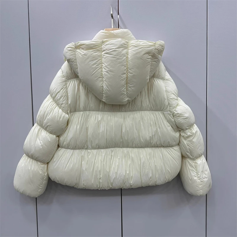 Hoogwaardig winternieuw stijl wit ganzendons verdikt warm donsjack met capuchon voor dames, modieuze, eenvoudige en veelzijdige jas