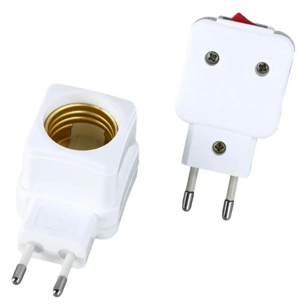 220V E27 LED Light Lamp Bulb Socket Integrated With On/Off Switch Spiral Pattern Lamp Base Connector EU Plug Adapter