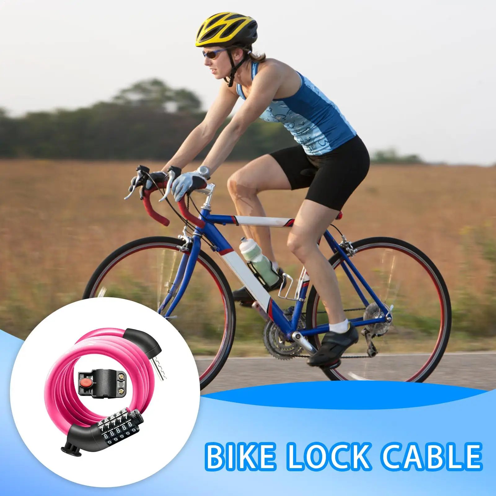 

Cable Bike Lock 5-Digit Combination Cable Waterproof Resettable Bike Lock For Travel School Trail Scooter Mountain Camping Beach