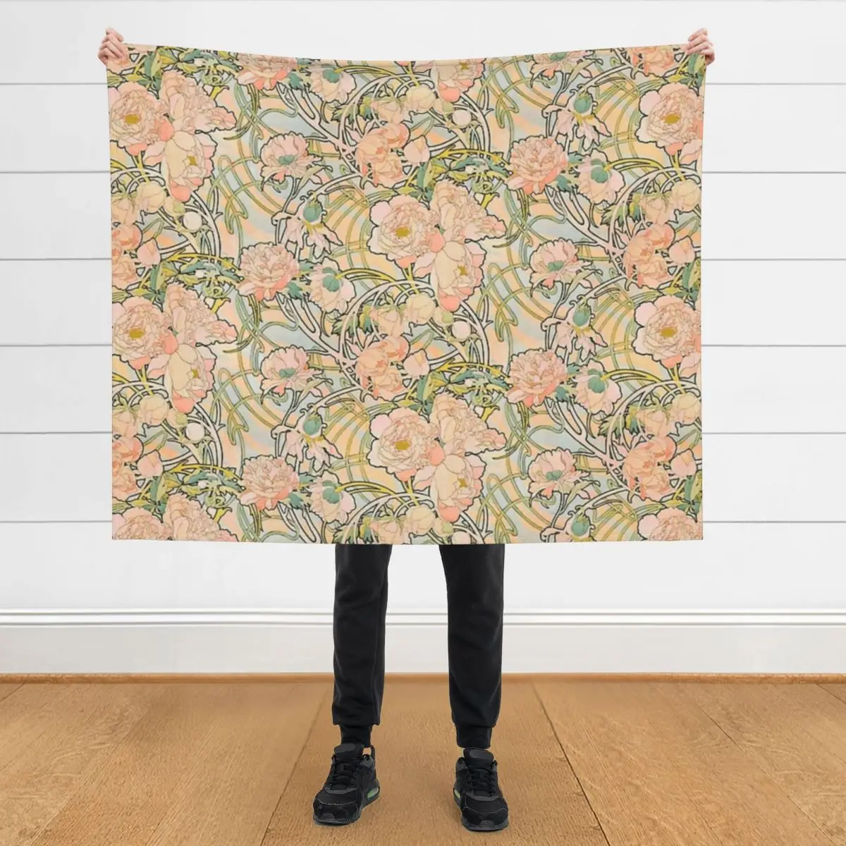 

Alphonse Mucha (1860 - 1939) flowers,N, 01. Throw Blanket Nap Bed linens Decorative Sofa Blankets