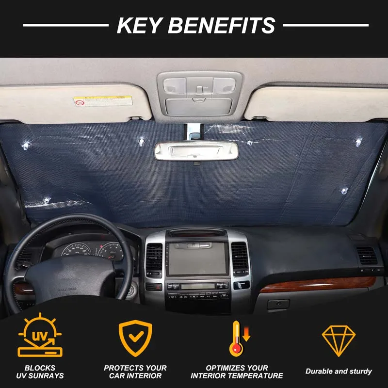 

For Toyota Land Cruiser Prado 150 LC150 2003-2023 Aluminum Foil Silver Car Front Glass Anti-UV Sunshade Interior Car Accessories