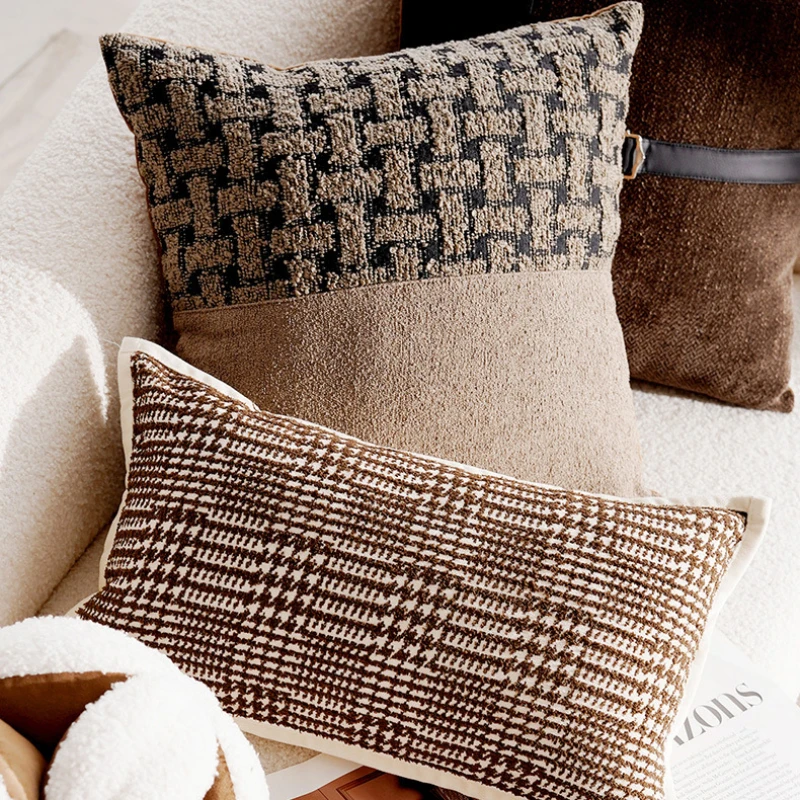 Vintage French Moroccan Lumbar Pillow Cover – Cream & Brown 6