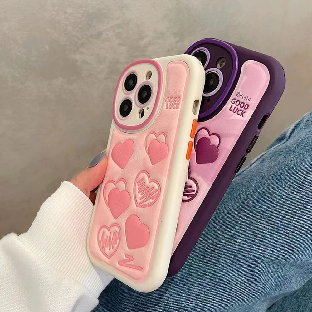 For IPhone 14 Pro INS Creative Luxury Imprinted Cortex Heart Fashion New Anti Drop Phone Case for IPhone 13 11 12 Pro Cover