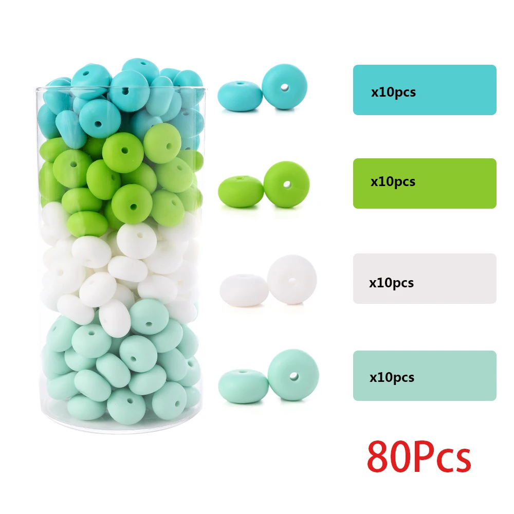 80 sztuk/zestaw Silikonowe Koraliki Dystansowe do Tworzenia Ozdób DIY Akcesoria do Karmienia Niemowląt Naszyjnik Łańcuszek do Smoczka Gryzak Bez BPA