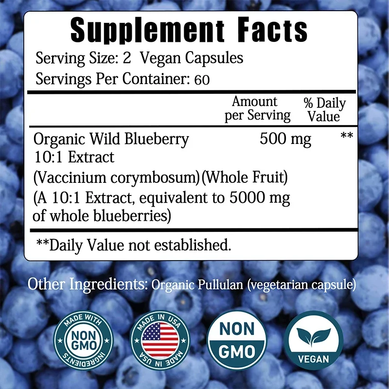 Wild Blueberry - Promotes Brain Health and Cognitive Function, Improves Memory, Antioxidant