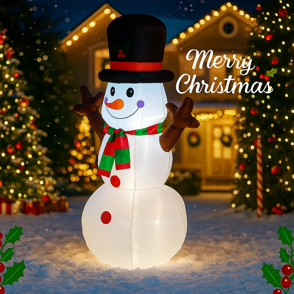 5.2FT LED نفخ عيد الميلاد ساحة ديكور ثلج لعبة عيد الميلاد في الهواء الطلق ديكور المنزل حلية احتفالية هدية لوازم عطلة ديكور