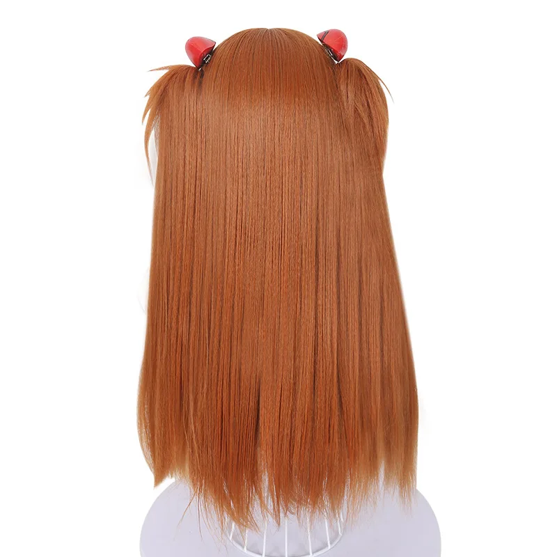 أنيمي إيفا اسوكا لانغلي سوريو شعر مستعار تأثيري برتقالي براون مقاومة للحرارة الشعر اسوكا لانغلي سوريو تأثيري دبوس الشعر الدعائم اكسسوارات