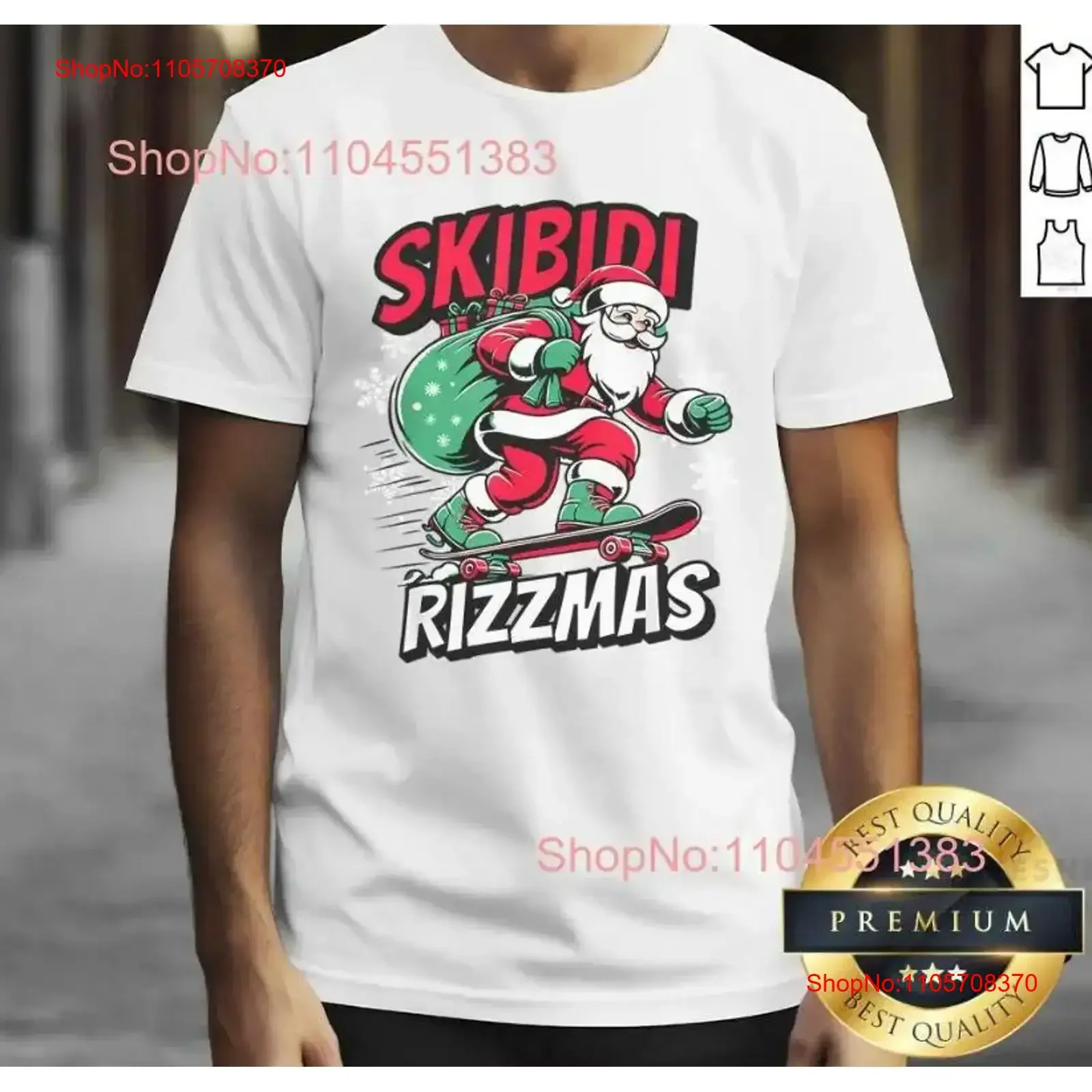 Funny Skibidi Rizzmas Inappropriate Christmas Santa Face T Shirt Size S 5XL vintage Washed designer clothes Comfortable fashion