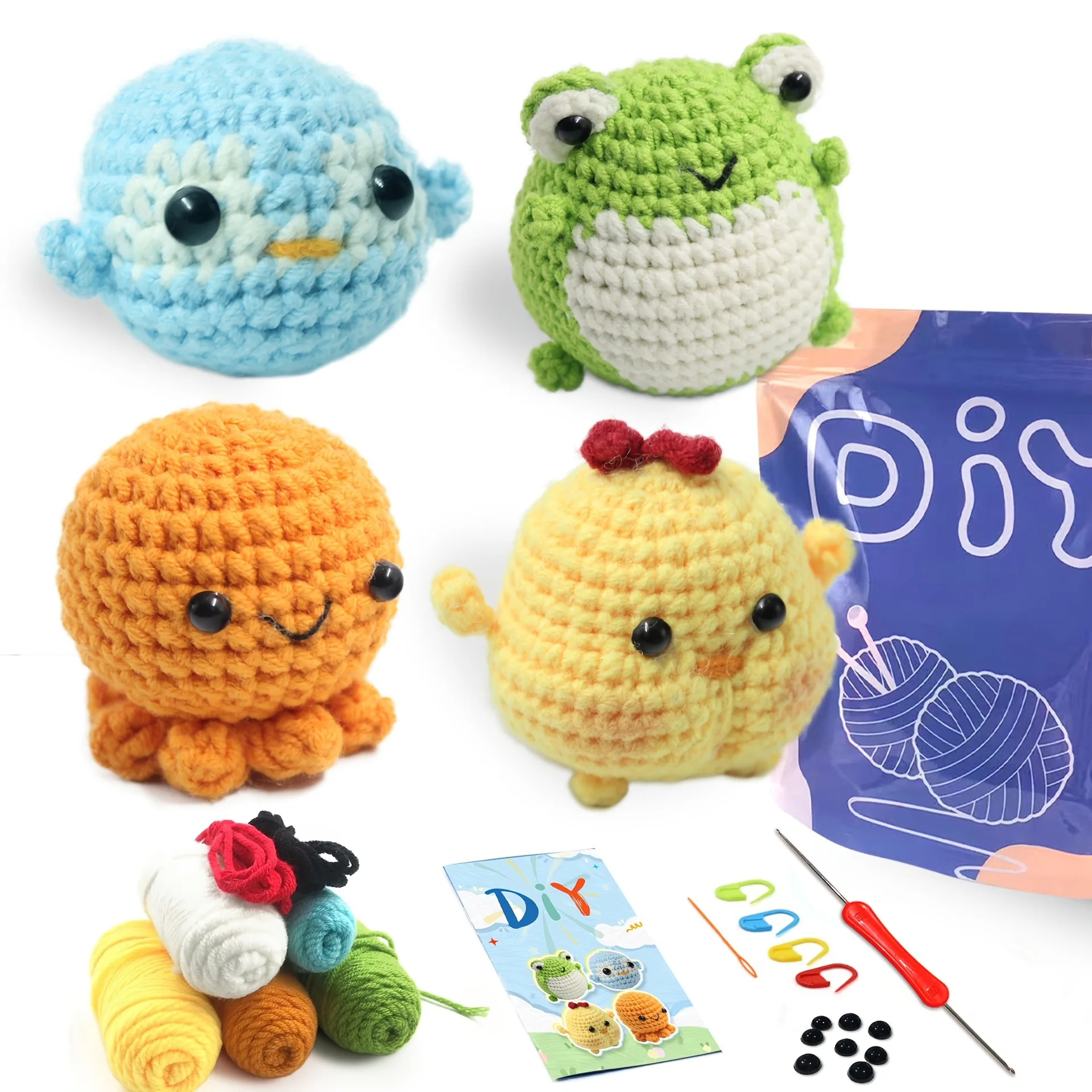 kit-de-croche-familia-animal-para-iniciantes-kits-iniciais-de-croche-kit-de-croche-diy-para-iniciantes-kit-de-croche-e-trico-passo-a-passo