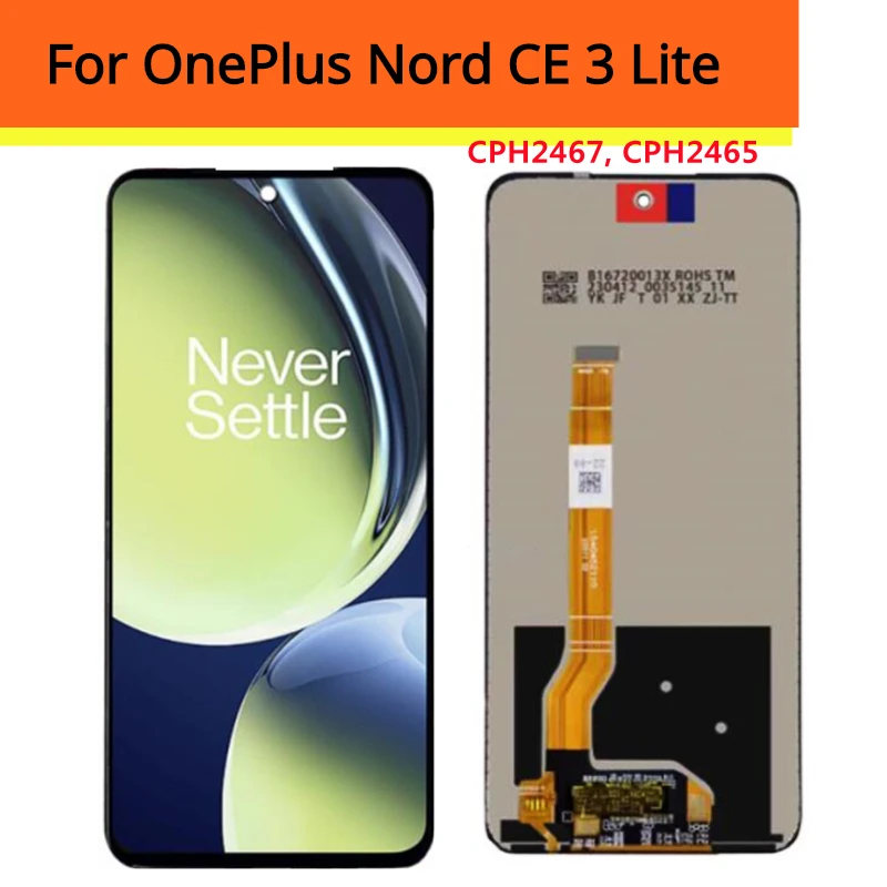 

6.72" For OnePlus Nord CE 3 Lite CPH2467 CPH2465 Display Touch Screen For 1+ Nord CE 3 Lite LCD Replacement