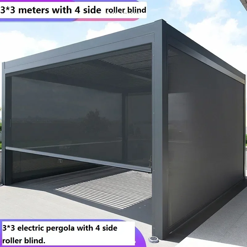 

Motorized aluminum garden gazebo bioclimatica aluminum louvered roof pergola systems with roller blind and led lights waterproof