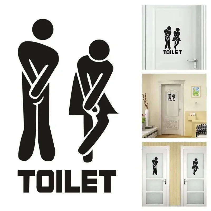 HOT Cartoon Style Toilet and WC wallpaper Waterproof Wall Stickers Home Decor For washroom bathroom door Vinyl Art Decal