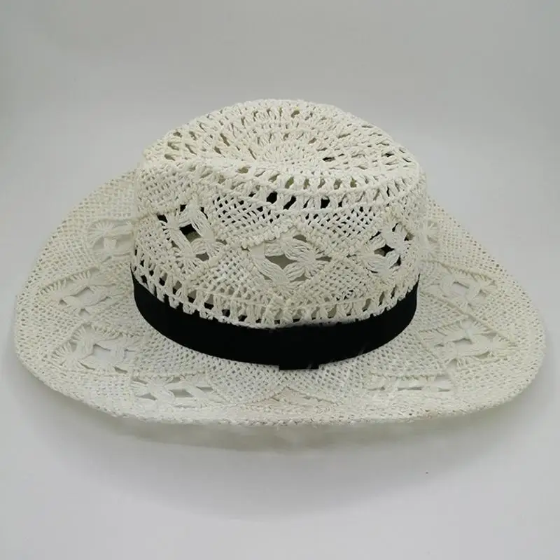 Lightweight Summer Beach Western Cowgirl Hat Cowboy Straw Hat for Sun Hat Sunshade for Outdoor Sports Fishing Hiking Cyc