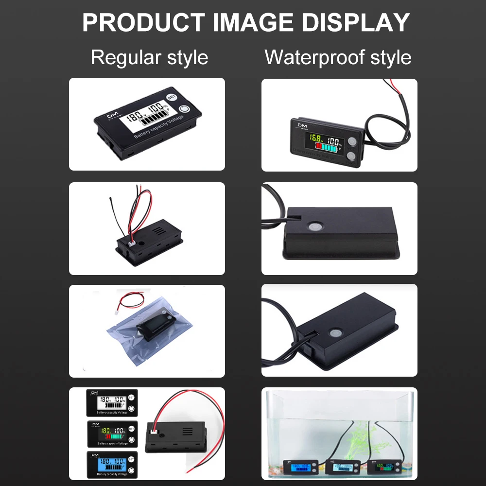 6133A DC Voltímetro de Bateria 8V-100V Indicador de Capacidade Medidor de Potência de Lítio LiFePO4 Célula de chumbo-ácido 12V 24V 48V para Bateria