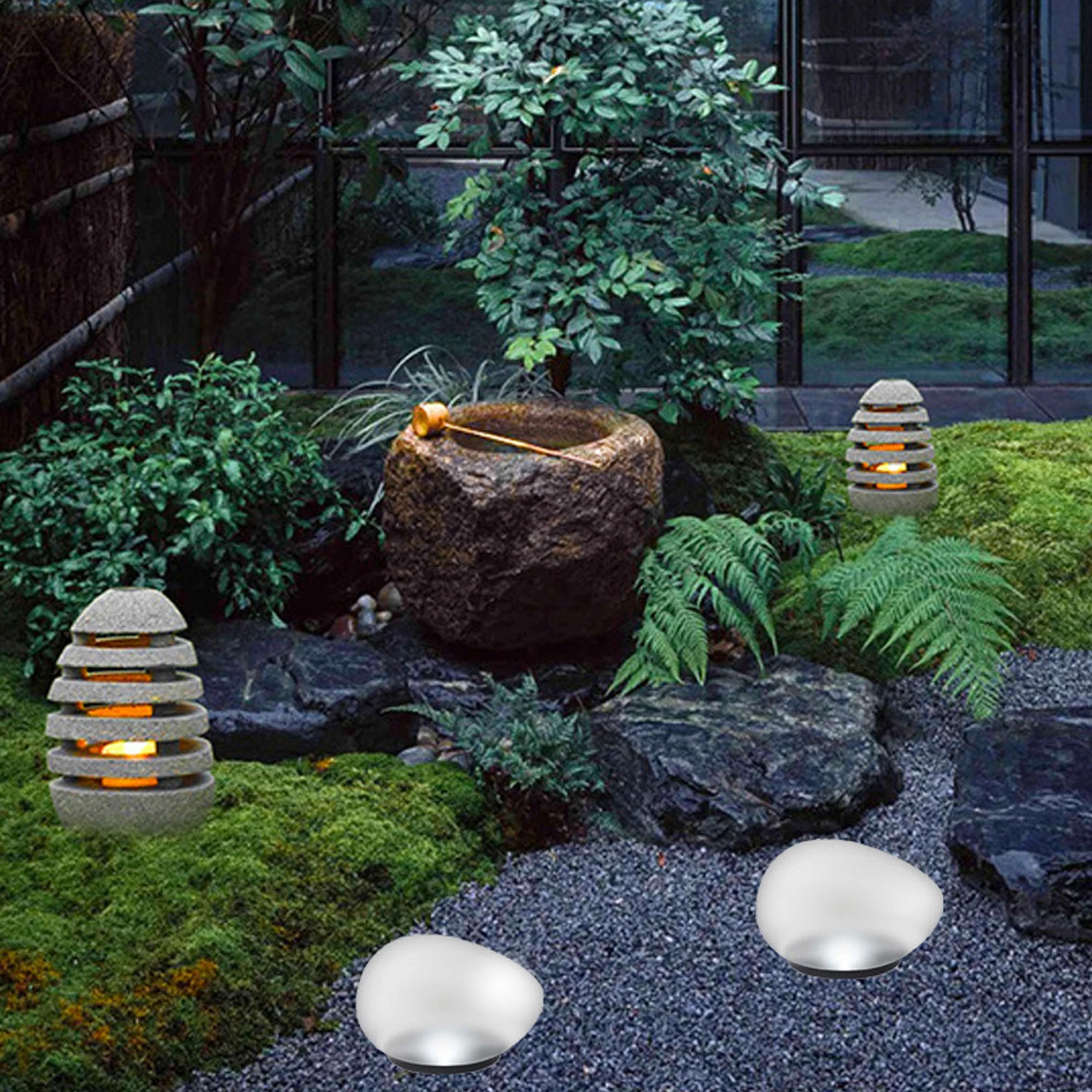 Outdoor solar underground light pebble lawn light home garden light solar garden stone light