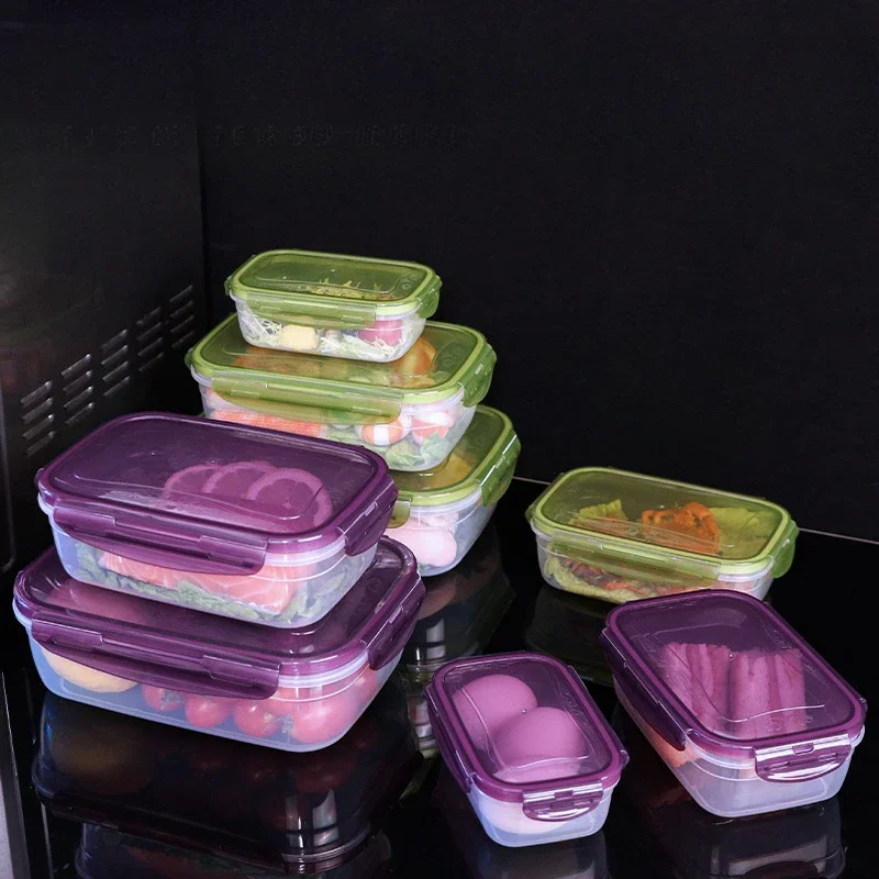 

Герметичный ящик для хранения в холодильнике с крышкой. Пластиковые прозрачные контейнеры для пищевых продуктов. Штабелируемый микроконтейнер.