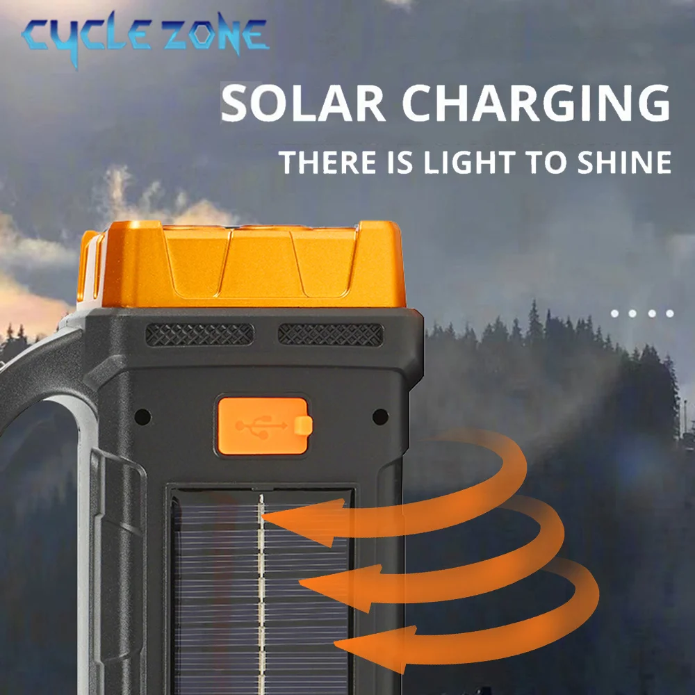 Poderosa lanterna led usb recarregável luz portátil com luz lateral cob portátil holofote acampamento ao ar livre tocha de pesca