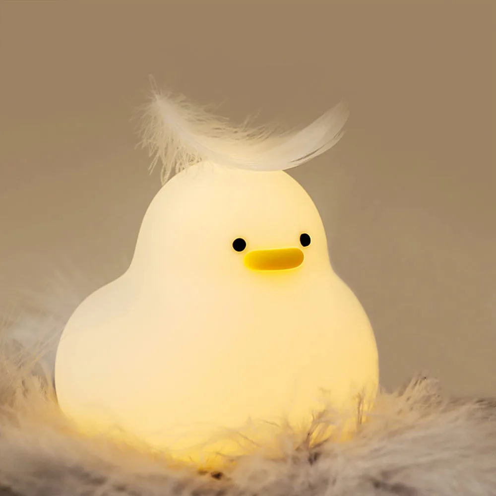 Luz de noche de pato Kawaii, recargable por USB Lámpara LED, lámpara de noche táctil para habitación, artefacto de descompresión de protección ocular