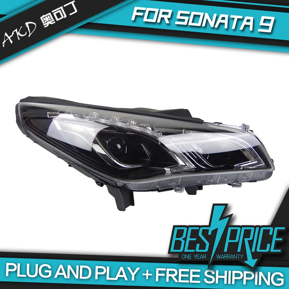 AKD Cars Styling Headlight for Hyundai Sonata9 Sonata 9 2015 Headlights LED Running Lights Bi-Xenon Beam Fog Lights Angel Eyes