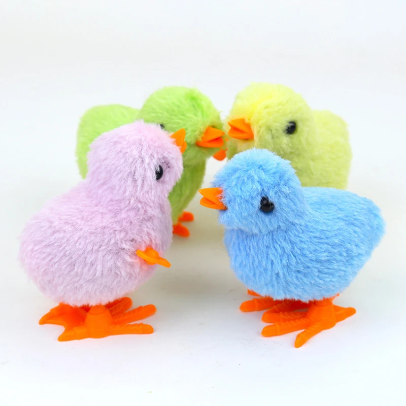 Juguete de peluche de simulación de pollo saltador para niños, juguete de relojería de dibujos animados, juguetes de cuerda para niños, regalos para niños