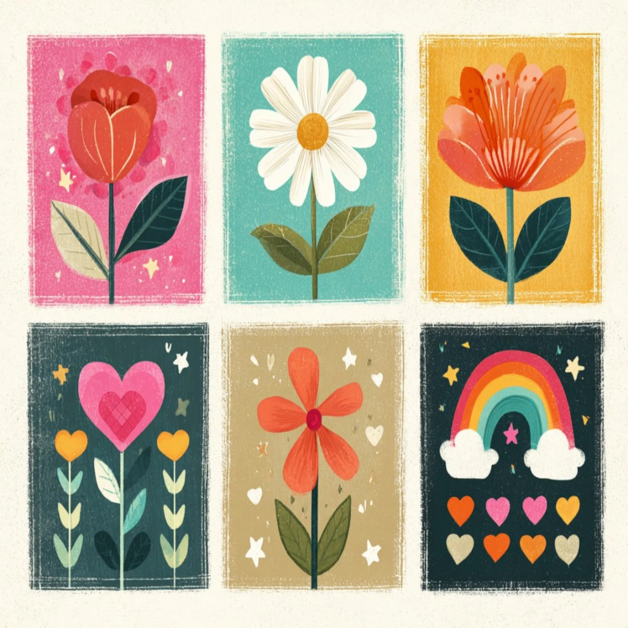 

6 groups of paintings Rainbow and lovely flowers Painting By Numbers Kit DIY Acrylic Artwork Canvas Art Gift Home