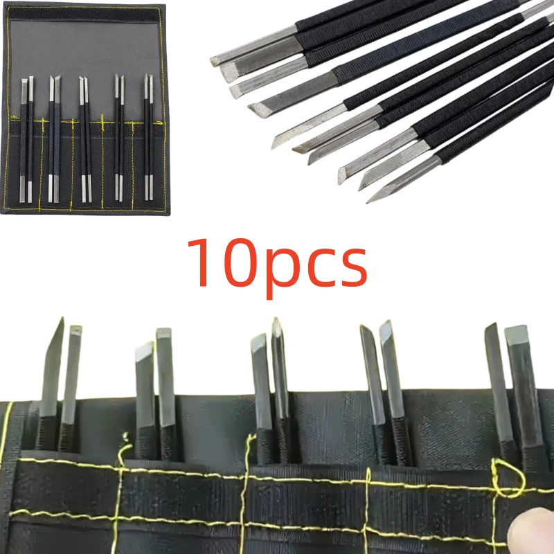 10pcs/set Wood Handle Wood Carving Chisel Tools Set Cutter Wood Carving Knife Set Woodworking Engraving carving Hand Tool Kit