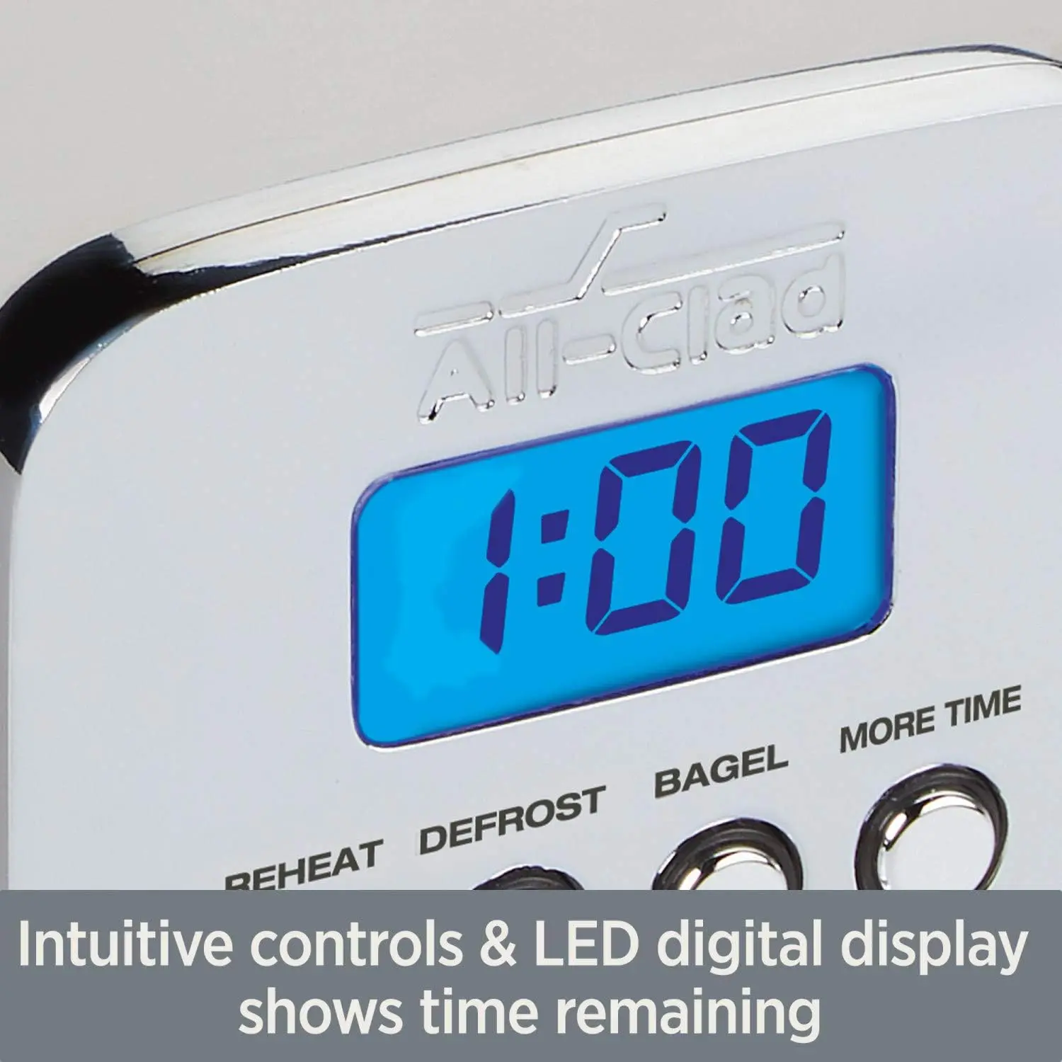 محمصة كهربائية من الفولاذ المقاوم للصدأ مع شاشة ليد ، قملتان ، فتات قابلة للإزالة ، فتحات واسعة ومركزة ذاتيًا ، واف ، 6 مستويات