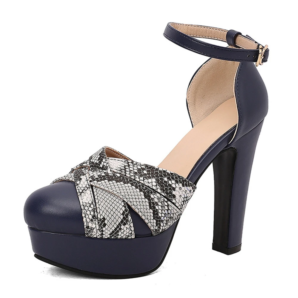 High Heels Sandals Women Round Toe Ankle Buckle Strap Party Dress Wedding Workwear Lady Platform Sandals Oversized Big 50 338-65 view 2