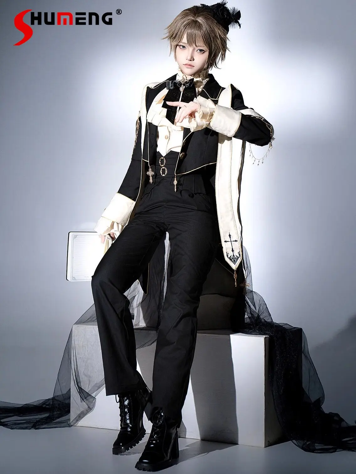 

Original Design Lolita Cosplay Prince Costume 2026 New Clothes Gothic Dark Long Sleeve Shirt Long Jacket Trousers 3-piece Set