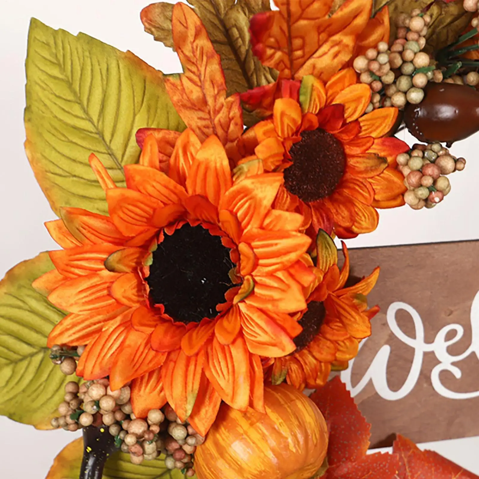 

Осенний венок Подсолнух Тыква Клен День Благодарения Декор Искусственный праздничный венок для фестиваля урожая Офис Квартира Кофе