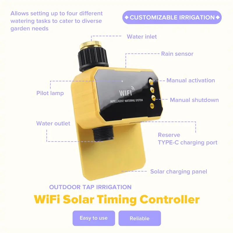 PZHI WIFI Irrigation Timer, Smart Garden Controller Automatic Watering System with Rain Sensor for Outdoor Tap Irrigation