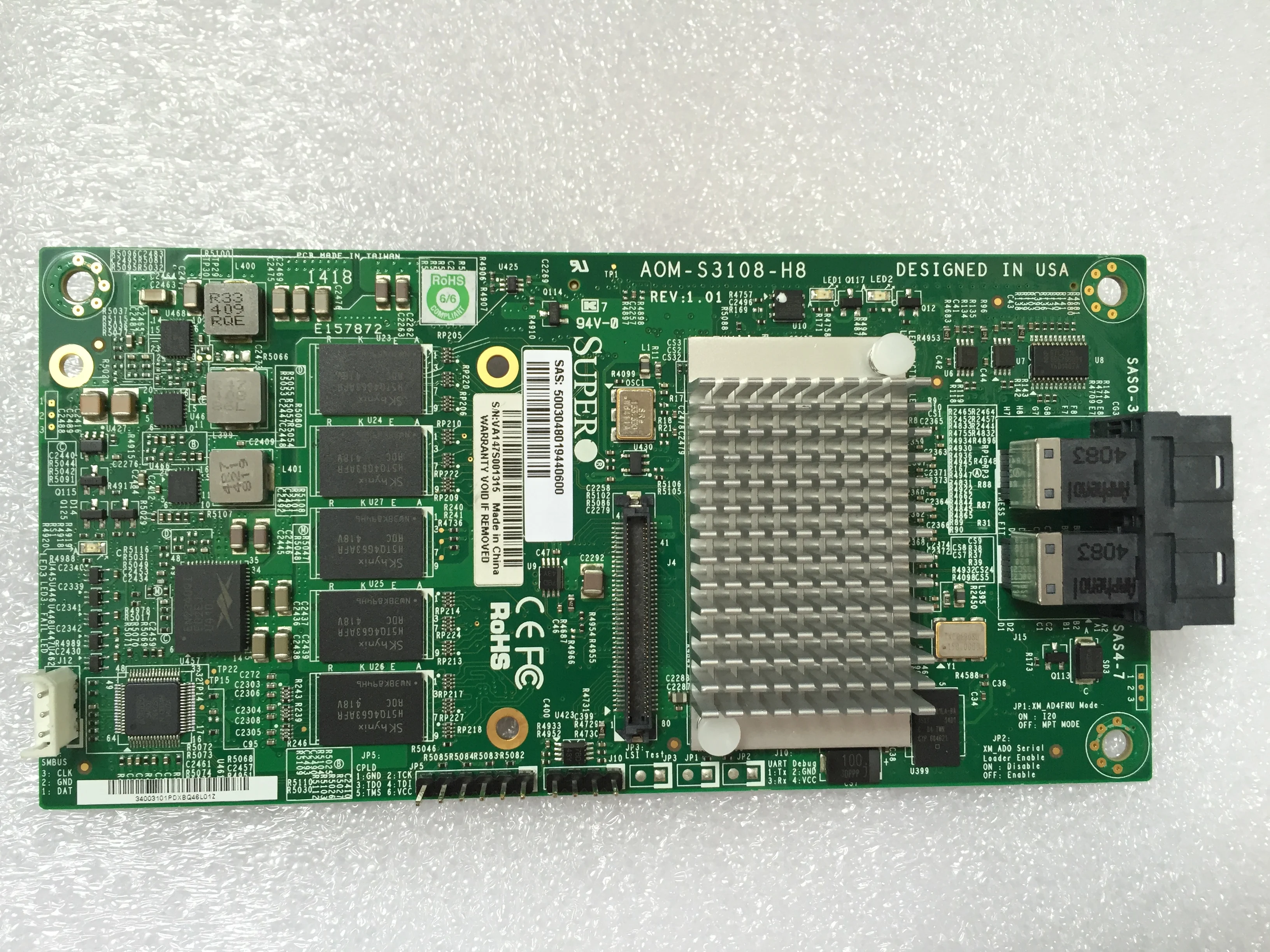 

Controller RAID for Supermicro AOM-S3108-H8 SATA / SAS 2GB 12G PCIe x8 3.0